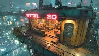 Love Driving In Rain | Cyberpunk Night Rain Lofi Music Through Balcony View