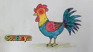 Easy Rooster Drawing & Painting for Kids | Simple Murga Art Tutorial