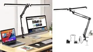 BROLAVIYA Double Head Led Desk Lamp Light with Metal arm Table Lamp Stand,Dimmable, with 12V Power