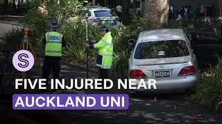 Five people injured after car mounts footpath near Auckland University | Stuff.co.nz