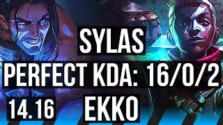 SYLAS vs EKKO (MID) | 16/0/2, 9 solo kills, Legendary | EUW Master | 14.16