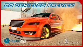 UE4 Digital Dive Vehicles Preview - Cars & Bikes compatibility flat tire, fire damage and explosions