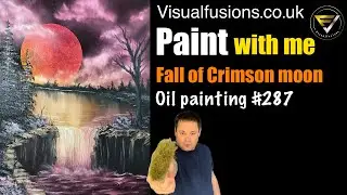 Full Step by Step Tutorial - Fall of crimson moon - Oil Painting 287 Relaxing Art  Asmr