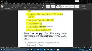 Planning & Development Department KPK Jobs 2021 Current Vacancies