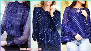 Latest Styles Of Polka Dot Print Evening Gingham Top And Blouse Shirts For Women's