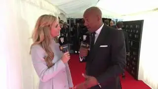 Hannah East hosting the Manchester United POTY awards with Dion Dublin