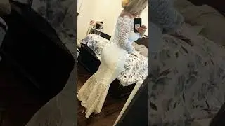 LALAGEN Womens Floral Lace Long Sleeve Off Shoulder Wedding Merm #amazon #weddingdress