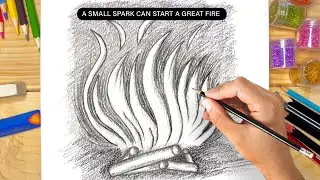 How to Draw Fire! | Pencil Magic Fire Sketch | How to Draw Flames Drawing | Easy Fire Flames Outline