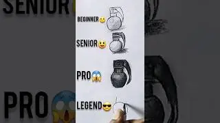 beginner vs senior vs pro vs legend drawing challenge😱 | how to draw grenade #art #drawing #shorts