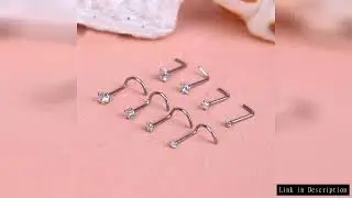 1Piece Surgical Steel Crystal CZ Nose Ring L Shape Nose Studs Square Nostril Nose Piercing Body Jewe