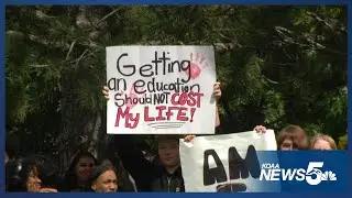 Mesa Ridge High School students host a walkout protesting against gun violence
