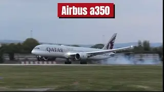Qatar Airbus A350 From Doha Arriving At Manchester Airport