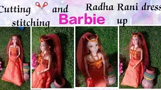 How to make Radha Dress 👗 on Barbie 💓 Cutting ✂️ and stitching full tutorial 🔥 step by step