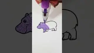 Coloring in a purple hippo #coloring #hippo #shorts