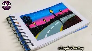 Roadside View Acrylic Painting | Acrylic Painting| Step by Step Acrylic Painting