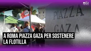 Global Sumud Flotilla, a Roma Piazza Gaza. Tende e bandiere palestinesi in sostegno della flotta