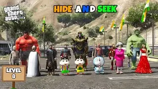 GTA 5 : FRANKLIN, SHINCHAN AND PINCHAN PLAYING HIDE AND SEEK 😯 LEVEL 8
