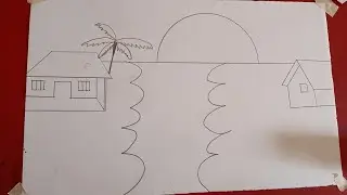How To Draw Village Scenery Drawing Beautiful Nature Drawing || village scenery drawing 