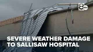 Severe storm damage at Sallisaw hospital, Red Cross providing assistance