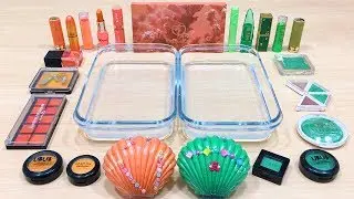Orange vs Green ! Mixing Makeup Eyeshadow into Clear Slime | Satisfying Slime Videos #627