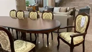 Set masa extensibila Europa ovala + 10 scaune Princess lemn masiv 75 x 160/280 x 100 cm, wenge
