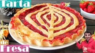 TARTA de FRESA al HORNO,😍🍓😋 PASTEL de FRUTILLA muy cremosa. Receta # 370