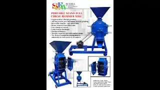 Portable Stand Full Circle Hammermill with Motor, Manual Mash Feed Machine for Poultry Cattle & Goat