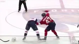 Jakub Vrana's first career fight against Jayce Hawryluk