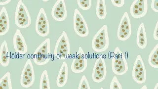2.1 H&ouml;lder continuity of weak solutions (PART 1)