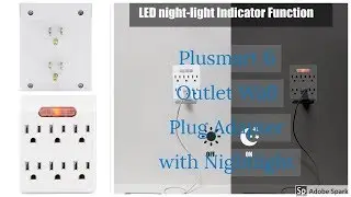Plusmart 6 Outlet Wall Plug Adapter with Nightlight