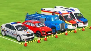 TRANSPORTING CARS, AMBULANCE, POLICE CARS, FIRE TRUCK, MONSTER TRUCK OF COLORS! WITH TRUCKS! - FS 22