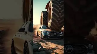 the tractor runs over the Mercedes car#crush #supercars #tractor