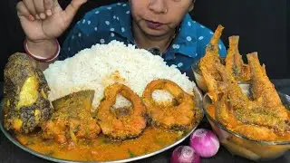EATING FISH CURRY🤤 RICE 🍚EXTRA FISH GRAVY🤤 SALAD🥗 MUKBANG VIDEO