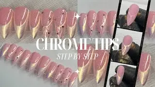 How To Make Luxury Press On Nails | Chrome French Tips | Abstract Swirl French Tips | THEJEMZCO