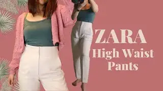 ZARA High Waist Trouser try-on | Oyster White | Medium (for petites)