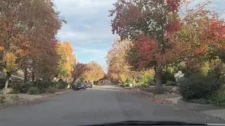 Driving tour of the beautiful city of Claremont California in fall colors