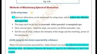 UG TRB PHYSICS - ABERRATIONS IN LENS & EYE PIECE