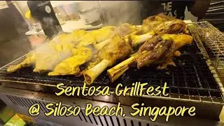 Sentosa GrillFest 2023 @ Siloso Beach, Walking Tour in Full HD. Singapore Street Food.