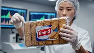 Inside the biscuit factory process journey &ndash; satisfying asmr from dough cutting to baking lines