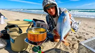 Cooking Fish for Lunch on the Beach and Pompano Fishing