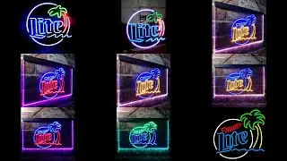 Miller lite palm tree neon sign
