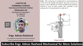 Problem 8-34 | Combined Loading | Mechanics | Solid Mechanics | Mech of materials rc hibbeler