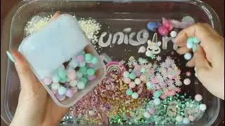 Mixing makeup glitter sequence and unicorn into slimeStation for Kids Playing and Bedtime Stories