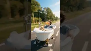 #BathtubAdventure #RoadTrip #UniqueRide #BubblyJourney #FunOnTheRoad #CreativeTravel #RelaxingRide