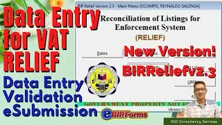 VAT RELIEF DATA ENTRY, VALIDATION, & ESUBMISSION | PART 2