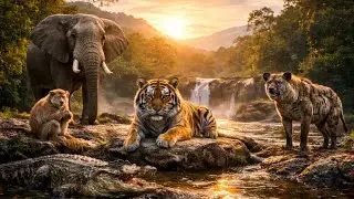 Guess the animal by sound: Elephant/tiger/chimpanzee/hyena/alligator