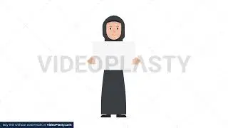 Arab Traditional Woman Holding Poster Stock Animation