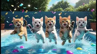 Six Silly Kittens Jumping in the Pool | Playful Cat Song for Toddlers | Fun Animal Nursery Rhyme