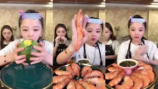 SUB NEW XiaoYu Mukbang  MUKBANG SATISFYING 중국 음식 먹기。ASMR MUKBANG 팬케이크, 멜론, 찐 새우를 먹고 166