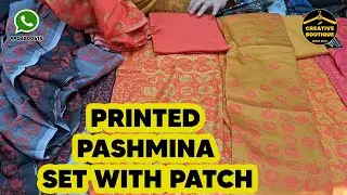 Printed Pashmina Suit Set with Patch #fashion #pashmina
